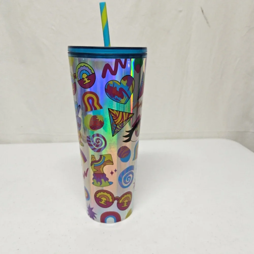 Starbucks Tim Singleton Pride Tumbler 24oz Silver‎ Iridescent Pop Art 011143244